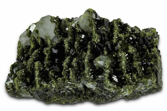 Sparkling Dark Green Epidote Crystals with Quartz - Turkey #337460